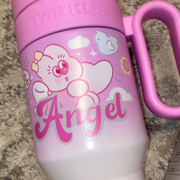 Pink water bottle “angel” 850ML NWT COMES WITH STRAW - Picture 2 of 5